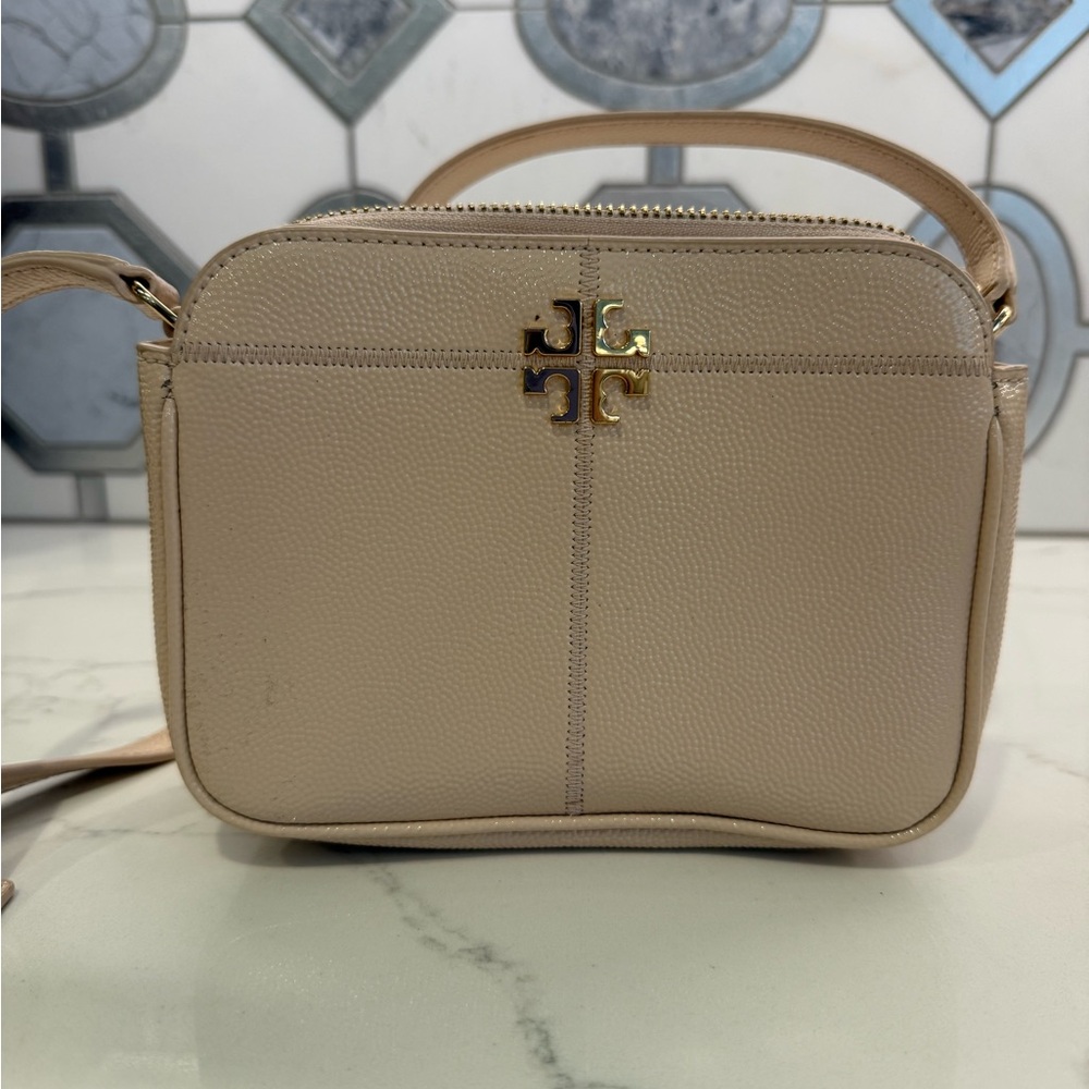 Tory Burch Tan/Nude Crossbody Bag with Gold Logo